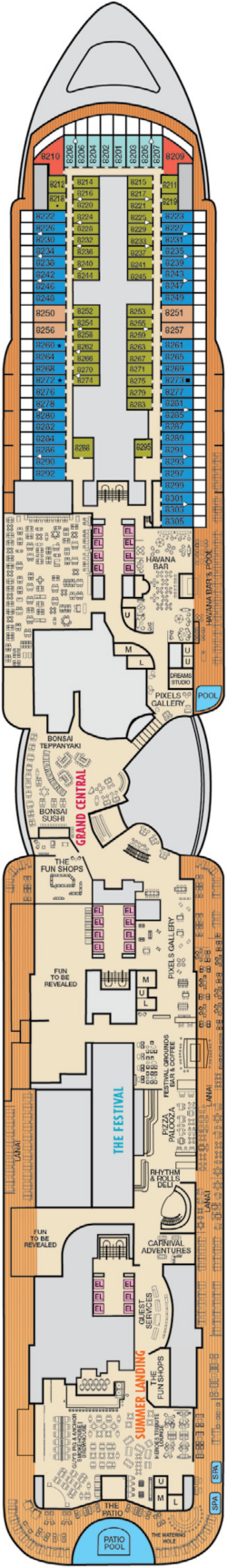 Carnival Festivale Deck 8 Deck Plan
