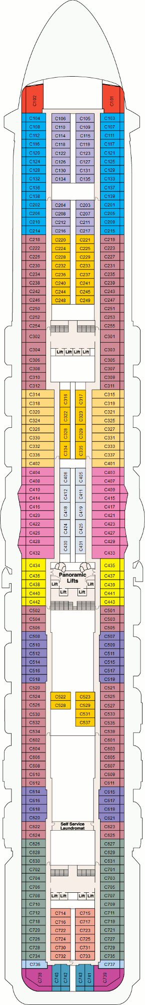 Regal Princess Deck 10 - Caribe Deck Plan